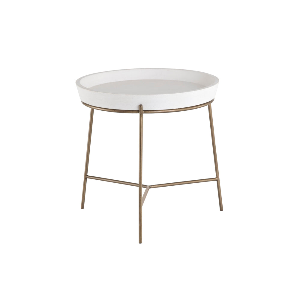 Remy End Table - Antique Brass - White