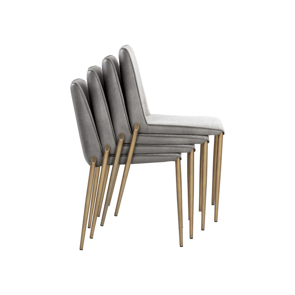Renee Stackable Dining Chair - Antique Brass - Belfast Heather Grey / Bravo Metal