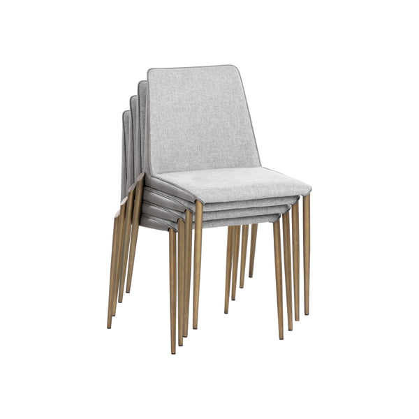 Renee Stackable Dining Chair - Antique Brass - Belfast Heather Grey / Bravo Metal