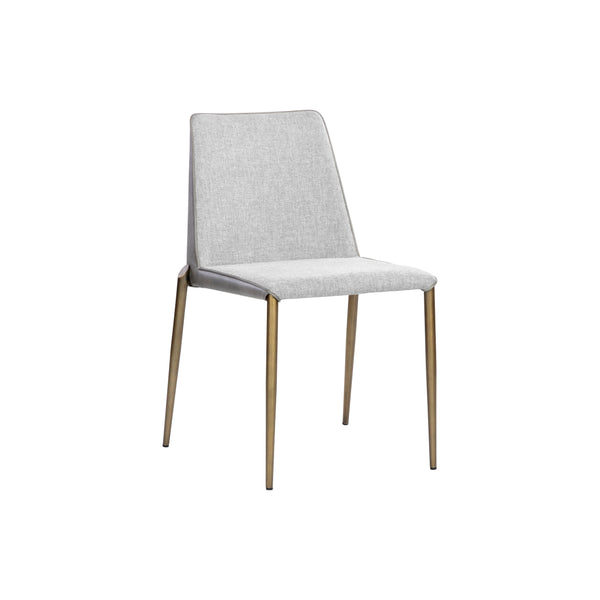 Renee Stackable Dining Chair - Antique Brass - Belfast Heather Grey / Bravo Metal