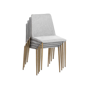 Renee Stackable Dining Chair - Antique Brass - Belfast Heather Grey / Bravo Metal