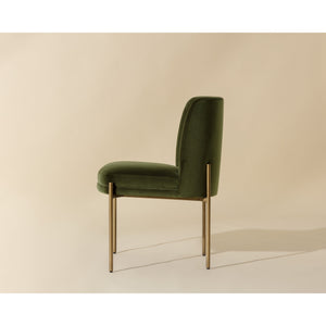Richie Dining Chair - Antique Brass - Forest Green