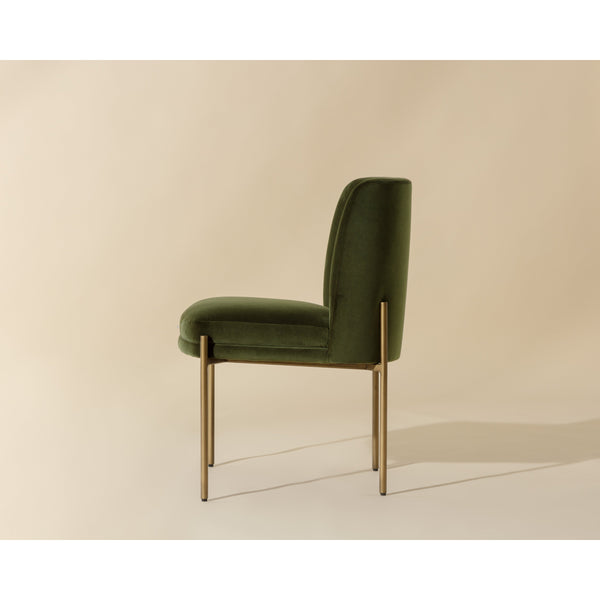Richie Dining Chair - Antique Brass - Forest Green