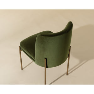 Richie Dining Chair - Antique Brass - Forest Green