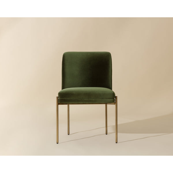 Richie Dining Chair - Antique Brass - Forest Green