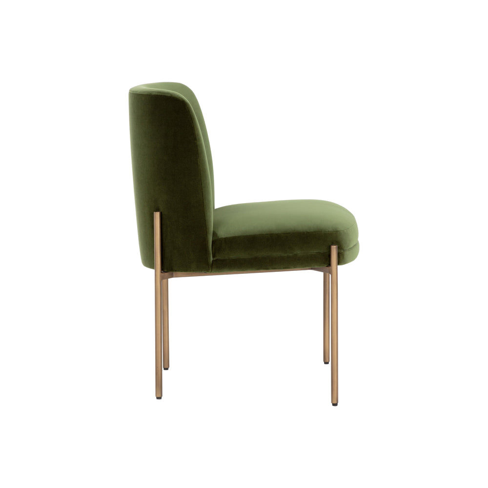 Richie Dining Chair - Antique Brass - Forest Green