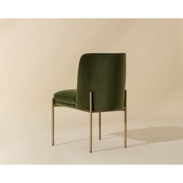 Richie Dining Chair - Antique Brass - Forest Green