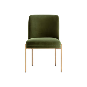 Richie Dining Chair - Antique Brass - Forest Green