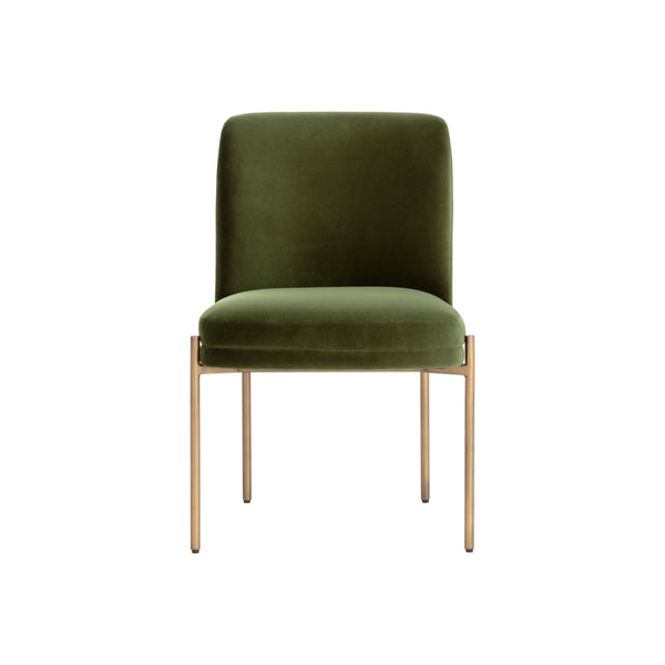 Richie Dining Chair - Antique Brass - Forest Green