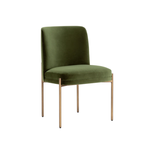Richie Dining Chair - Antique Brass - Forest Green