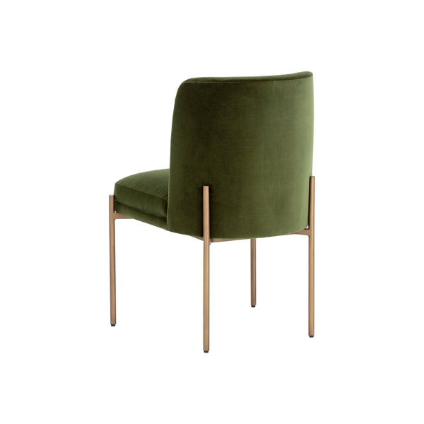 Richie Dining Chair - Antique Brass - Forest Green