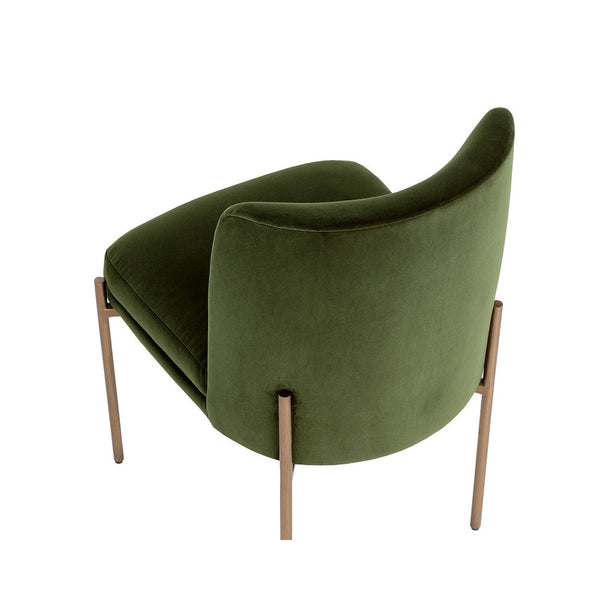 Richie Dining Chair - Antique Brass - Forest Green