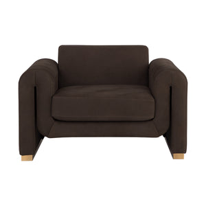 Romer Armchair - Brushed Gold - Nubuck Cocoa Leather
