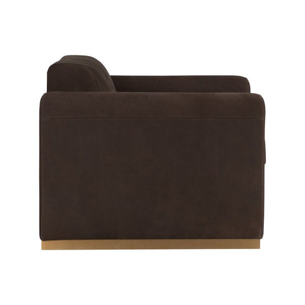 Romer Armchair - Brushed Gold - Nubuck Cocoa Leather