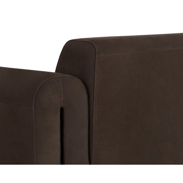 Romer Armchair - Brushed Gold - Nubuck Cocoa Leather