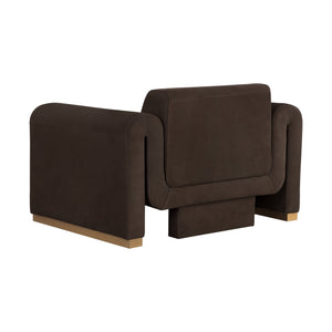 Romer Armchair - Brushed Gold - Nubuck Cocoa Leather