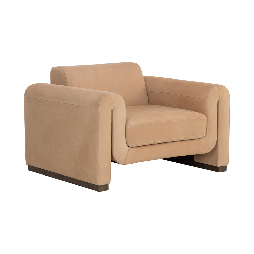 Romer Armchair - Distressed Brown - Nubuck Tan Leather
