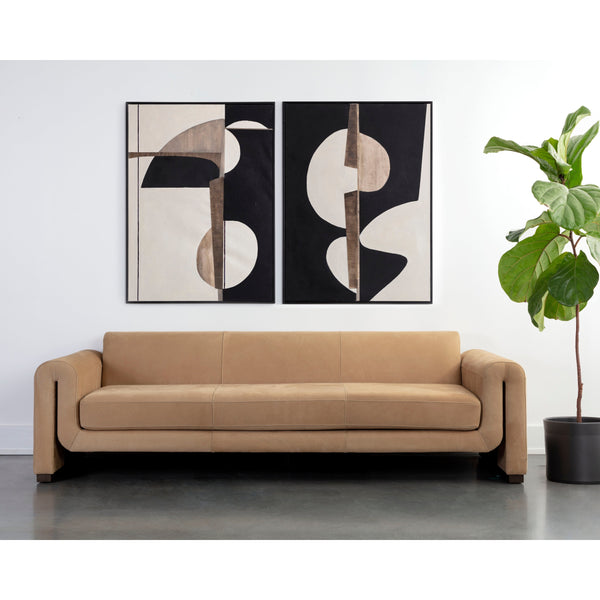 Romer Sofa - Distressed Brown - Nubuck Tan Leather