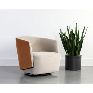 Sarina Swivel Lounge Chair - Meg Taupe / Meg Gold