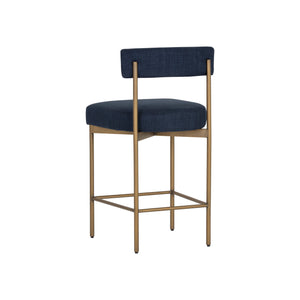 Seneca Counter Stool - Antique Brass - Arena Navy
