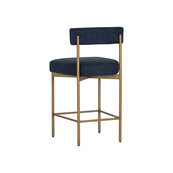 Seneca Counter Stool - Antique Brass - Arena Navy