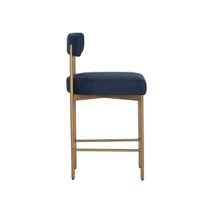 Seneca Counter Stool - Antique Brass - Arena Navy