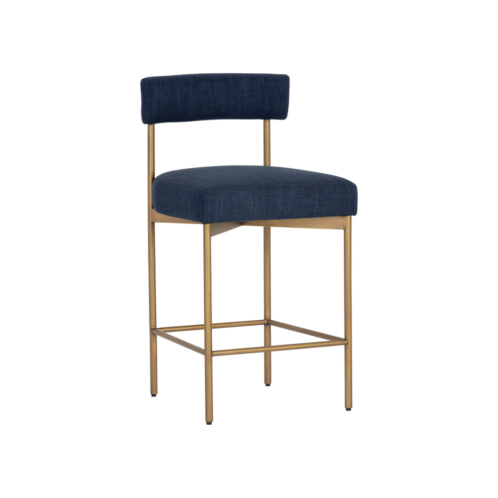 Seneca Counter Stool - Antique Brass - Arena Navy