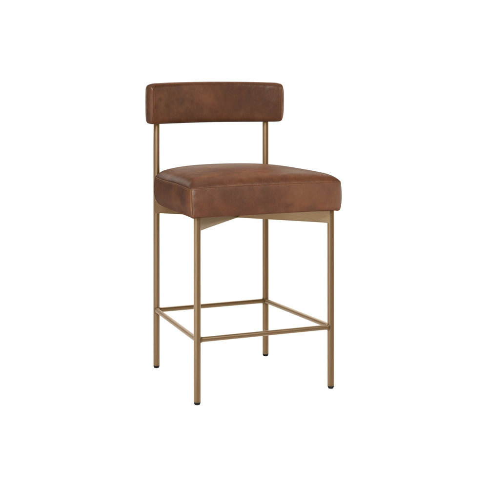 Seneca Counter Stool - Antique Brass - Bravo Cognac
