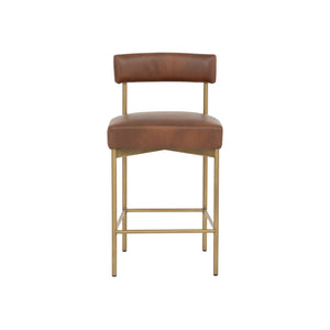 Seneca Counter Stool - Antique Brass - Bravo Cognac