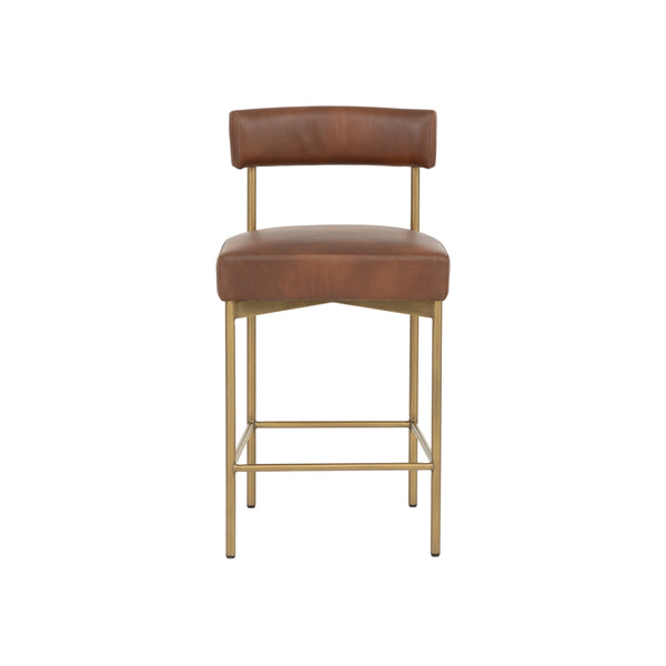 Seneca Counter Stool - Antique Brass - Bravo Cognac