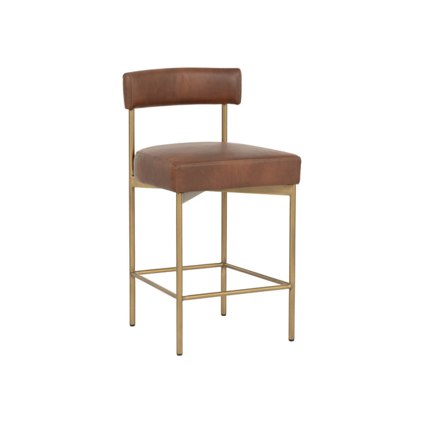 Seneca Counter Stool - Antique Brass - Bravo Cognac