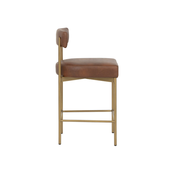 Seneca Counter Stool - Antique Brass - Bravo Cognac