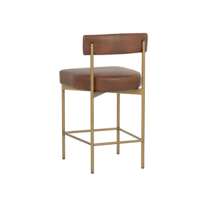 Seneca Counter Stool - Antique Brass - Bravo Cognac