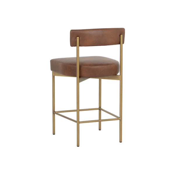 Seneca Counter Stool - Antique Brass - Bravo Cognac