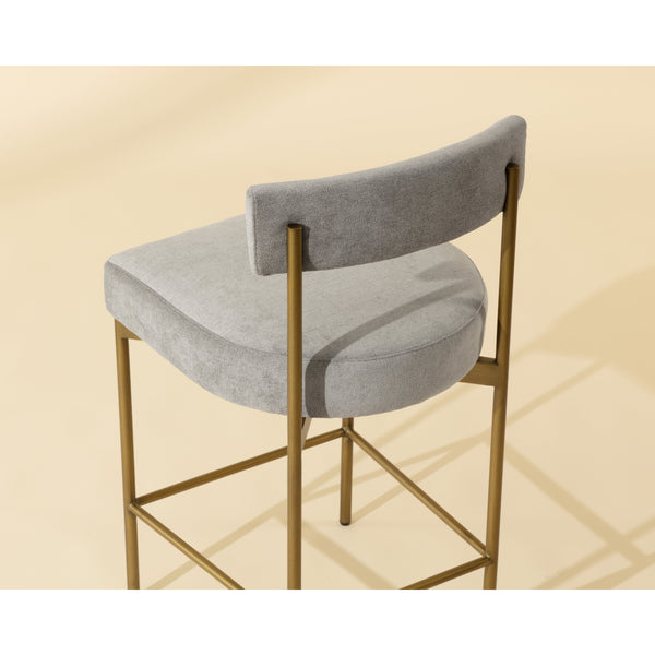 Seneca Counter Stool - Antique Brass - Polo Club Stone