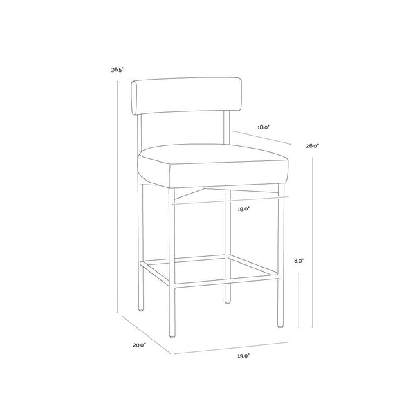 Seneca Counter Stool - Black - Polo Club Stone