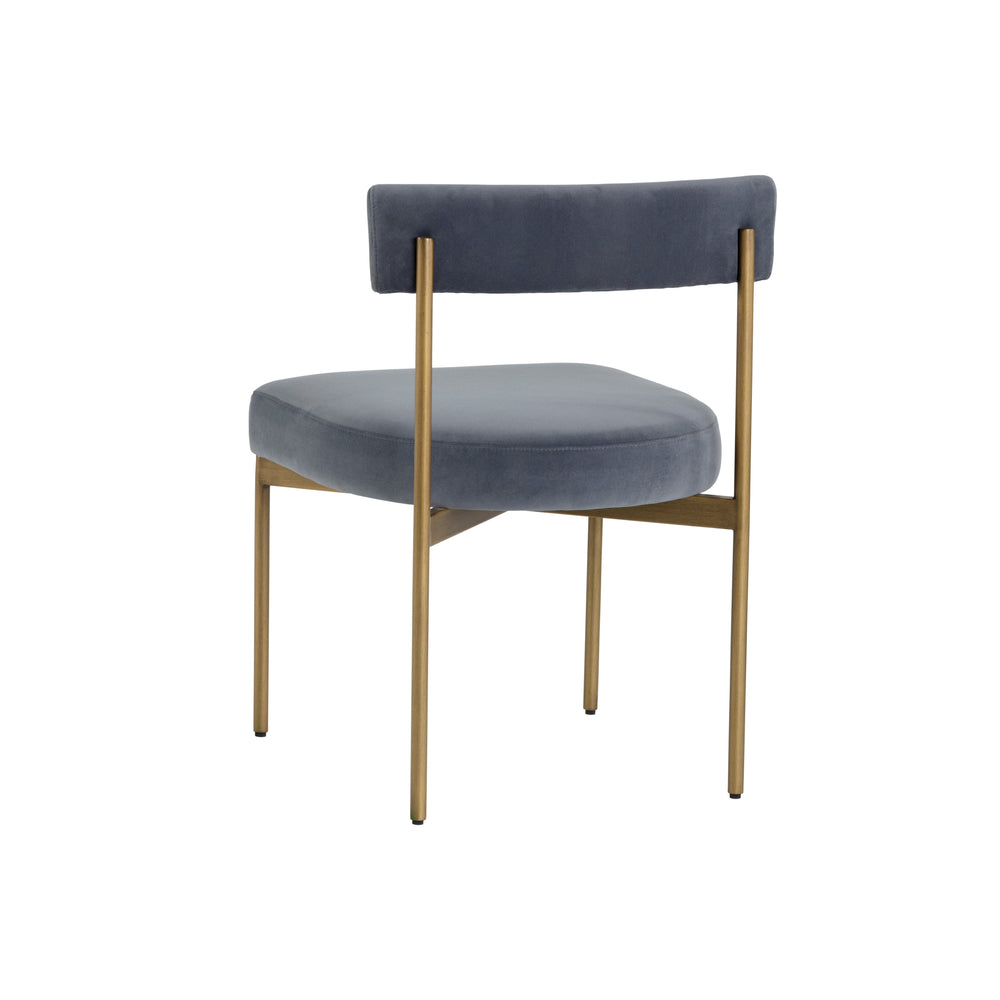 Seneca Dining Chair - Antique Brass - Velvet Slate