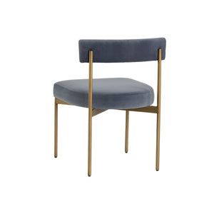 Seneca Dining Chair - Antique Brass - Velvet Slate