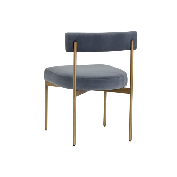 Seneca Dining Chair - Antique Brass - Velvet Slate