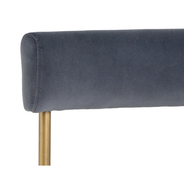 Seneca Dining Chair - Antique Brass - Velvet Slate