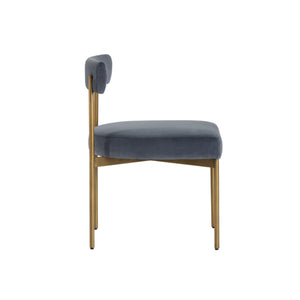 Seneca Dining Chair - Antique Brass - Velvet Slate