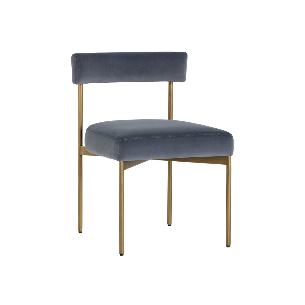 Seneca Dining Chair - Antique Brass - Velvet Slate