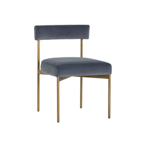 Seneca Dining Chair - Antique Brass - Velvet Slate