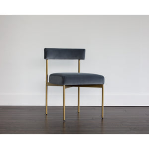 Seneca Dining Chair - Antique Brass - Velvet Slate