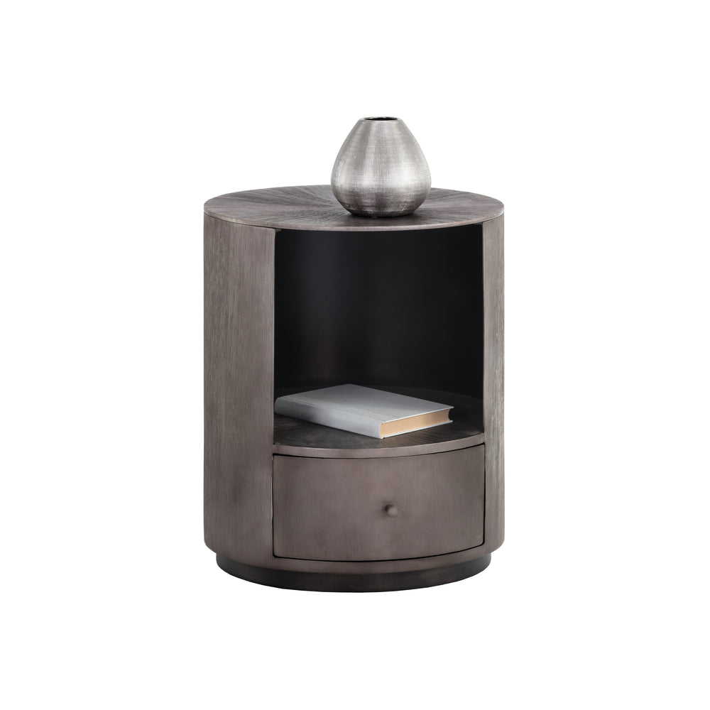 Siena Nightstand Round - Gunmetal