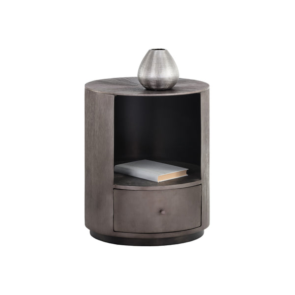 Siena Nightstand Round - Gunmetal