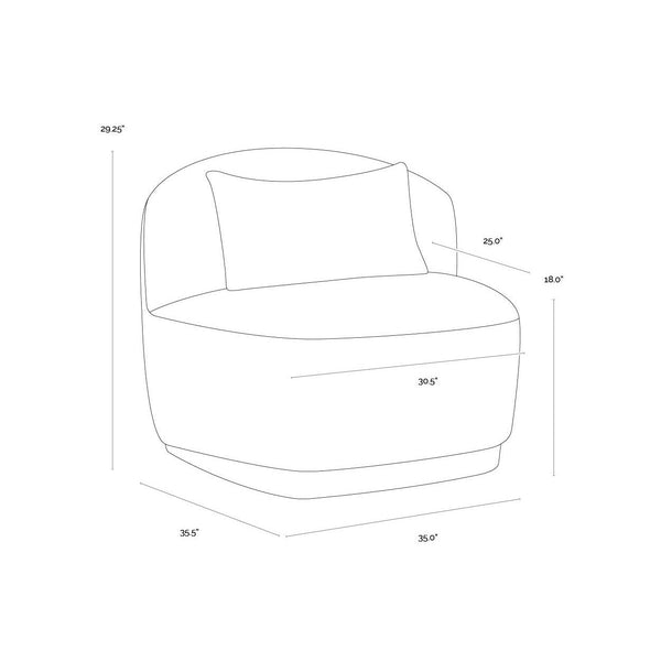 Soraya Swivel Armless Chair - Dove Cream