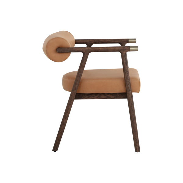 Sova Dining Armchair - Antique Brown - Sahara Camel Leather