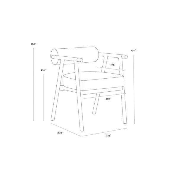 Sova Dining Armchair - Antique Brown - Sahara Camel Leather