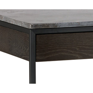 Stamos Desk - Black - Grey Marble / Charcoal Grey